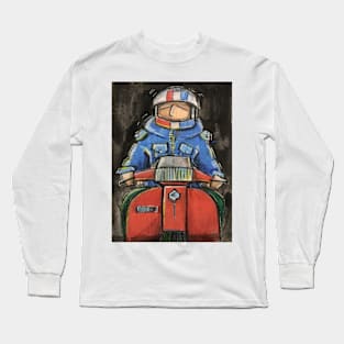 Retro Scooter, Classic Scooter, Scooterist, Scootering, Scooter Rider, Mod Art Long Sleeve T-Shirt